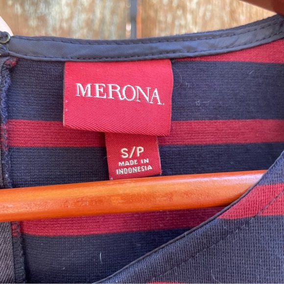 MERONA Women’s Navy Red Striped Sleeveless Sheath Dress Size Small - Picture 2 of 9